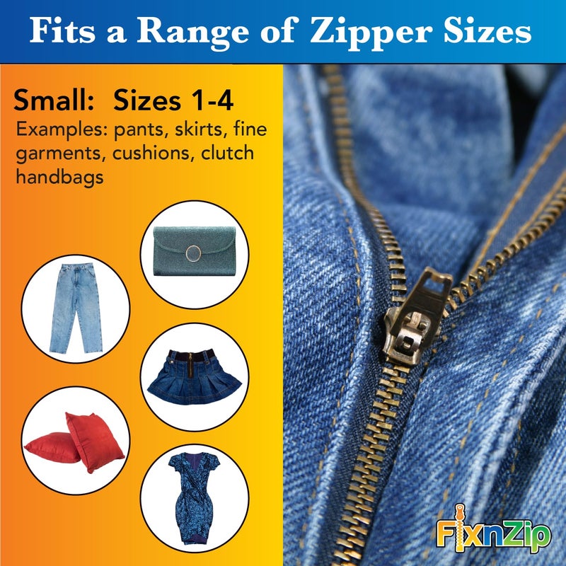 FixNZip Small Black Nickel Zipper Repair Kit | Universal No-Sew Slider Replacement for Pants, Skirts, Fine Garments, and Handbags | Instant and Reusable Zipper Repair Tool | Sizes 1-4 - Image 3